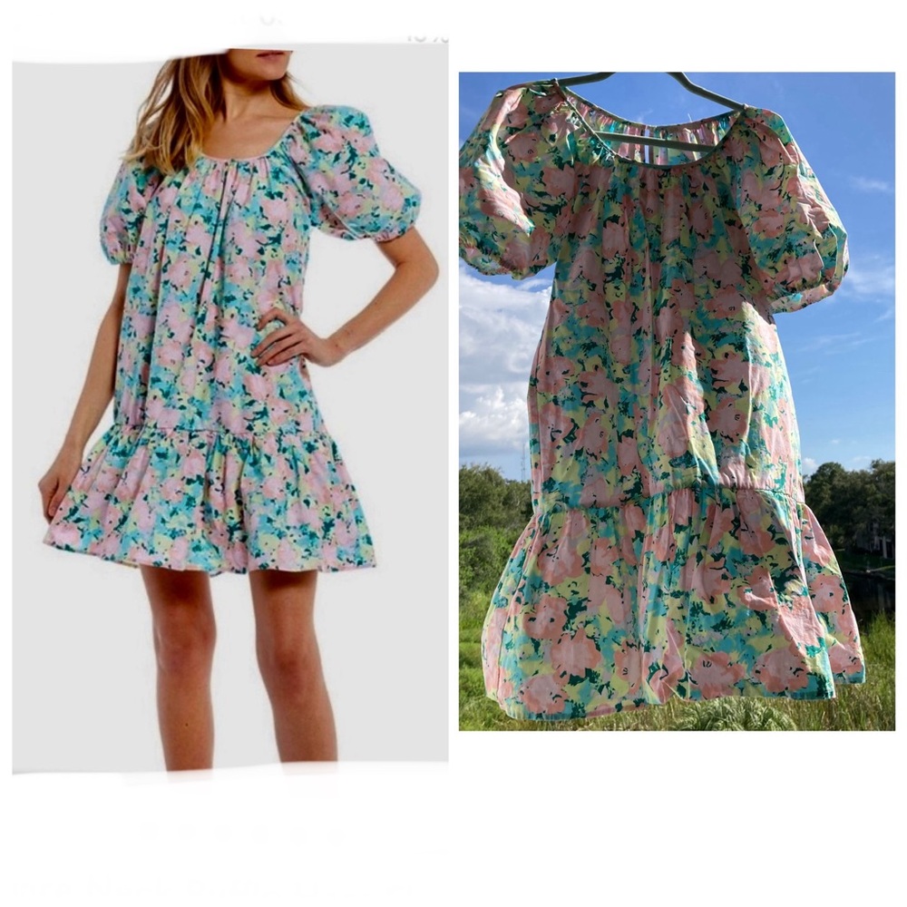 Gianni Bini Dress/pink teal ruffle bottom Spring Summer Fall SIZE: S